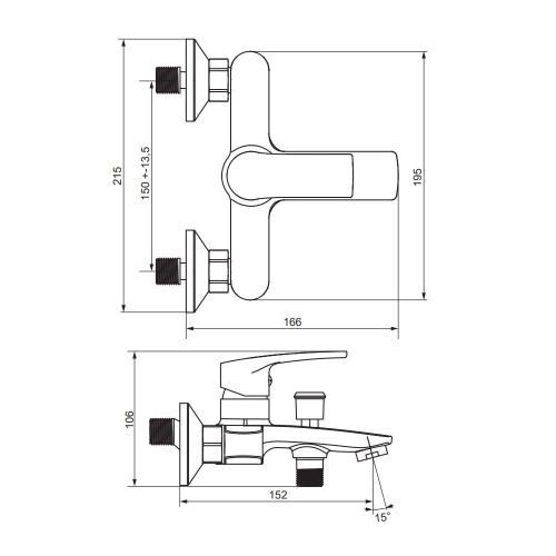 Смеситель для ванны и душа Damixa Eclipse 2.0 481000300 настенный черный без термостата - фото 5