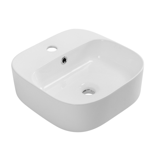 Раковина керамическая Cezares CZR-6615 40х39 накладная цвет белый 1 отверстие под смеситель - фото 2