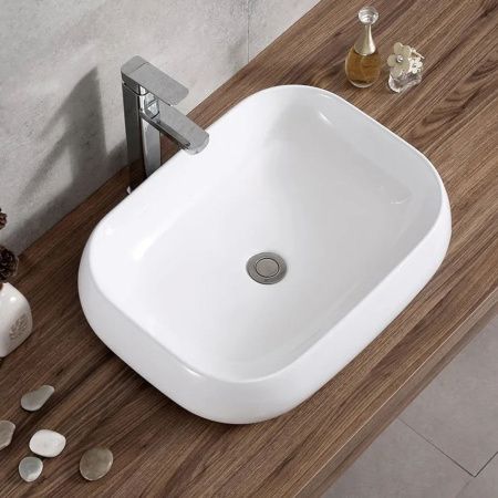 Раковина из сантехнического фарфора WesnaArt Round 4050-ROU 60х40 накладная цвет белый