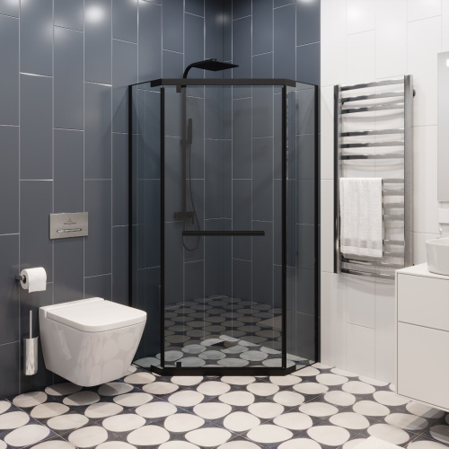 Душевой уголок Cerutti SPA CHIKA ZP101B 100х100 стекло прозрачное профиль черный - фото 5