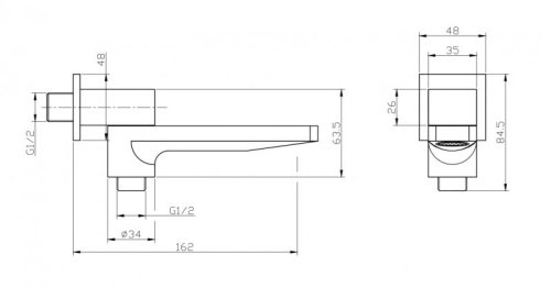 Излив BelBagno ROMANO ROM-BCA-CRM настенный хром - фото 2