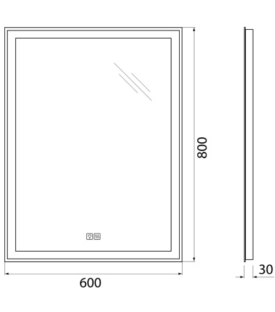 Зеркало с подсветкой BelBagno SPC-GRT-600-800-LED-3000K-TCH-WARM 60х80 подвесное
