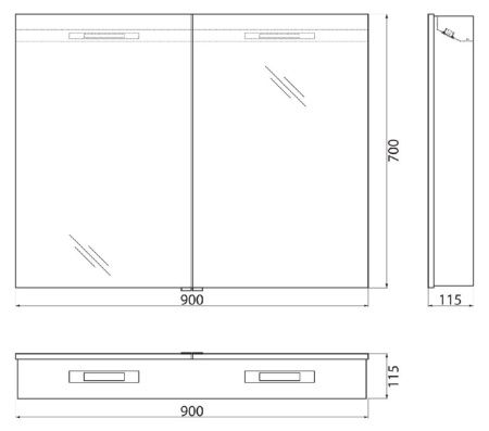 Зеркало-шкаф BelBagno SPC-2A-DL-BL-900 90х70 подвесной цвет белый