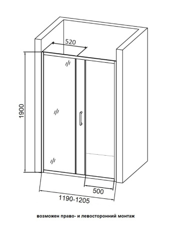 Душевая дверь Orange E02-120TGY 121х190 стекло прозрачное профиль золото глянцевое