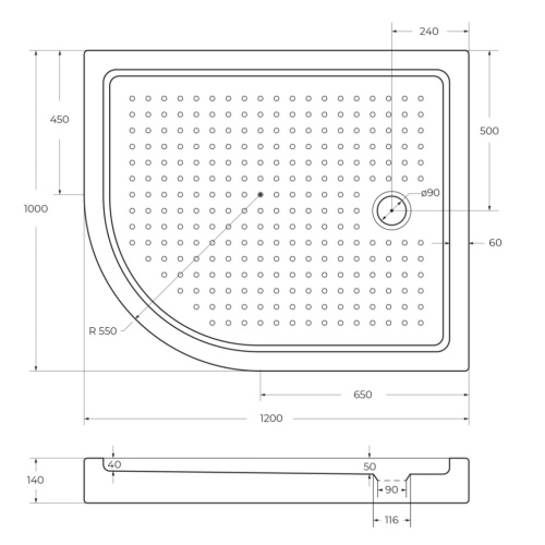 Душевой поддон Cezares TRAY-A-RH-120/100-550-15-W-R 120х100 акрил белый - фото 2