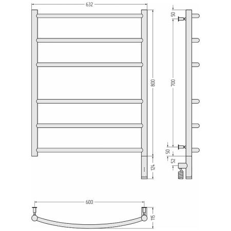 Полотенцесушитель электрический Сунержа Галант 3.0 31-5801-8060 65х90 черный