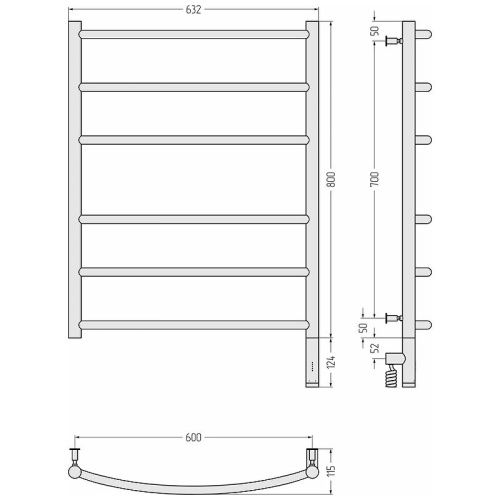 Полотенцесушитель Сунержа Галант 3.0 31-5801-8060 63х92 электрический черный матовый - фото 4