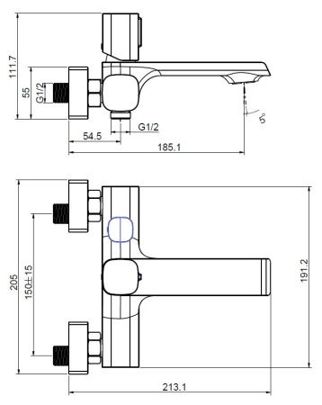 Смеситель для ванны Creavit AL2500S настенный черный