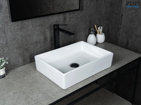 Раковина керамическая Gid Geométrico 51225 50х30 накладная цвет белый без отверстий под смеситель