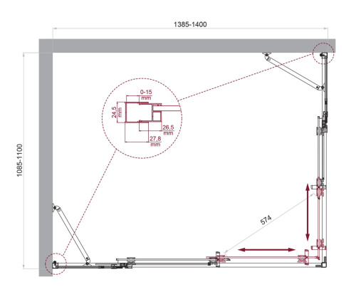 Душевой уголок BelBagno LUCE LUCE-AH-22-140/110-C-Cr 140х110 стекло прозрачное профиль хром глянцевый без поддона - фото 2