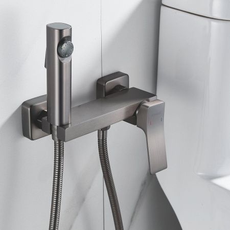 Гигиенический душ со смесителем Shevanik S4005T-1 оружейная сталь