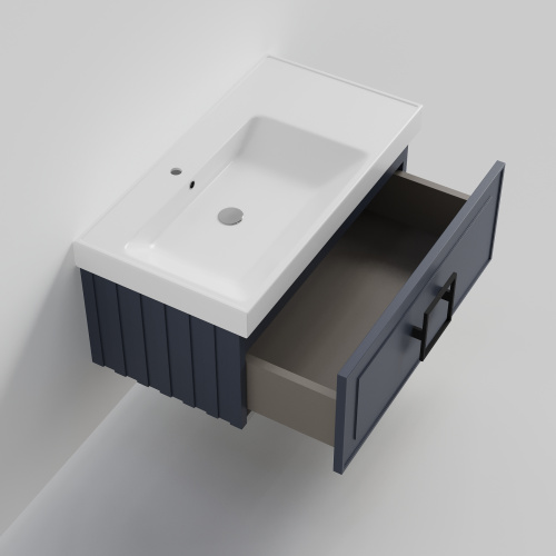 Тумба с раковиной La Fenice CUBO NFNC-01-CUB-BG-90-3-90L 91х36х49 подвесная цвет синий - фото 2