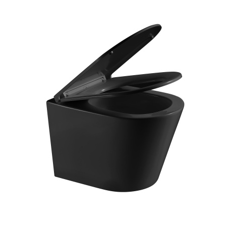 Унитаз подвесной Grossman Торнадо GR-4478BMSQ черный матовый с сиденьем микролифт безободковый смыв торнадо