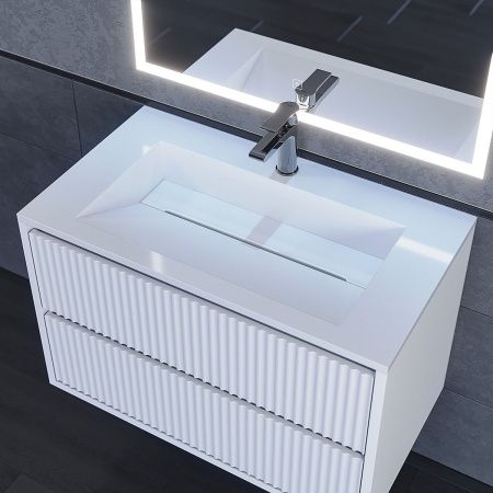 Раковина из искусственного камня Uperwood Next Premium 290000009 80х50 полувстраиваемая цвет белый