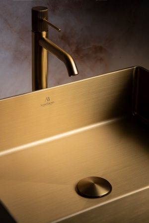 Раковина из нержавеющей стали AltroBagno Accordo AltroBagnoAccordo001009OrSp 50х40 накладная цвет золото