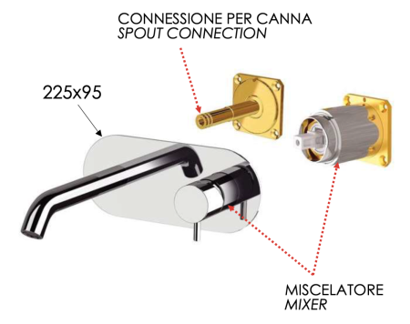 Смеситель для раковины Daniel Tokyo TK632KBDP встраиваемый в стену золото