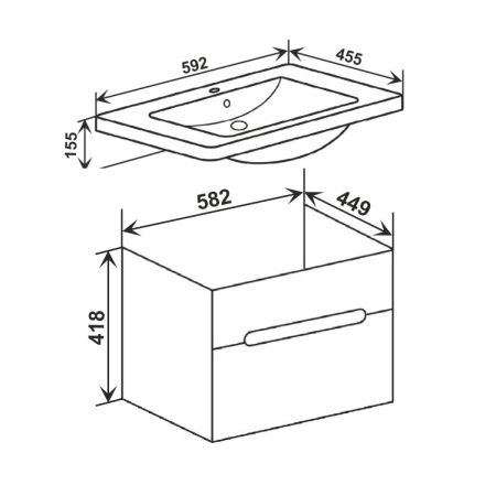 Тумба под раковину Runo Парма 00-00001428 60х40 подвесная цвет серый