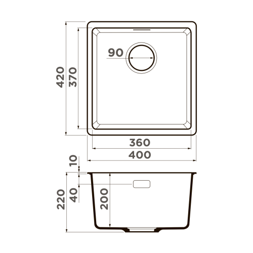 Кухонная мойка Omoikiri Kata 40-U 4997501 40х20 цвет коричневый поверхность матовая - фото 4