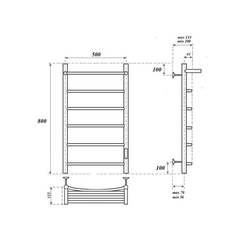 Полотенцесушитель Point Афина PN04858PB электрический черный - фото 2
