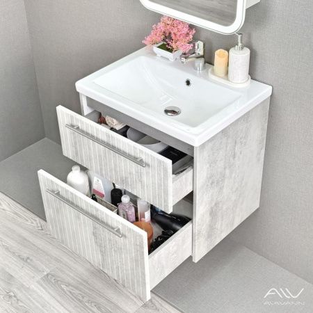 Тумба с раковиной Alavann Emma ALV1166000 60х50 подвесная цвет серый
