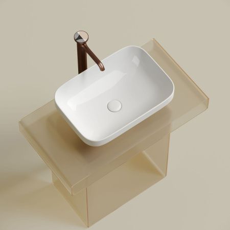 Раковина из сантехнического фарфора Ceramica Nova ELEMENT CN6055 50х40 накладная цвет белый без отверстий под смеситель