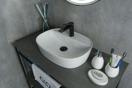 Раковина керамическая Gid Lago 51166 50х40 накладная цвет белый 1 отверстие под смеситель