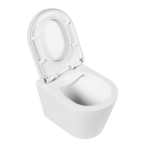 Унитаз подвесной BelBagno FLAY-R BB053CHR/BB865SC белый с сиденьем микролифт безободковый каскадный смыв - фото 3