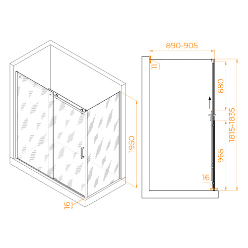 Душевой уголок RGW Tornado 02074489-11 180х90 стекло прозрачное профиль хром глянцевый без поддона - фото 2