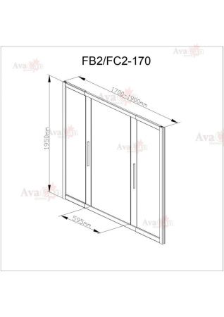Душевая дверь AvaCan FC2-170MT 190х195 стекло матовое профиль хром