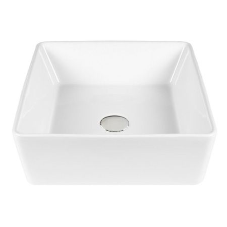 Раковина из сантехнического фарфора Bond Cube S54-390 40х40 накладная цвет белый без отверстий под смеситель