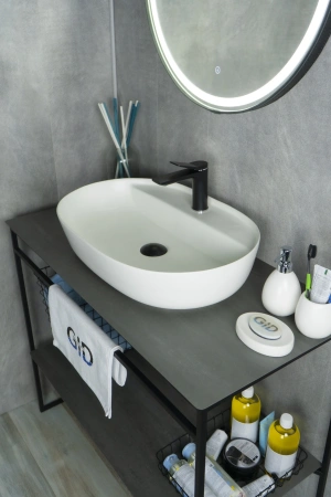 Раковина керамическая Gid Lago 51192 60х40 накладная цвет белый 1 отверстие под смеситель