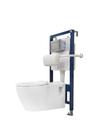 Унитаз для инвалидов подвесной Dstrana AID 4623-А белый с сиденьем безободковый каскадный смыв