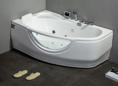 Ванна акриловая гидромассажная Gemy G9046 K L 160х95 пристенная асимметричная с каркасом