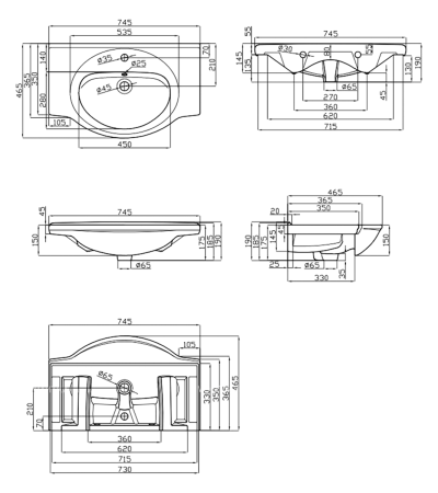 Раковина мебельная керамическая Della Mia 75 Т107501111 80х50 накладная цвет белый