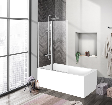 Душевая шторка на ванну BelBagno UNO UNO-V-2-120/150-C-Cr 120х150 стекло прозрачное 5 мм