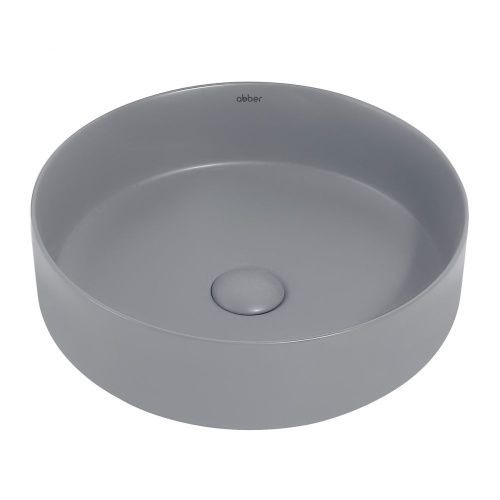 Раковина из сантехнического фаянса Abber BEQUEM AC2109MG 40х40 накладная цвет серый без отверстий под смеситель