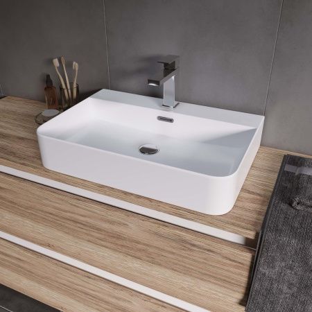 Раковина из сантехнического фаянса Grossman GR-3036 60х40 накладная цвет белый 1 отверстие под смеситель