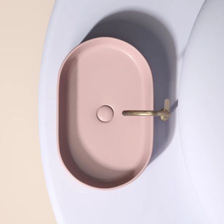 Раковина из сантехнического фарфора Ceramica Nova ELEMENT CN6048MP 60х40 накладная цвет розовый без отверстий под смеситель