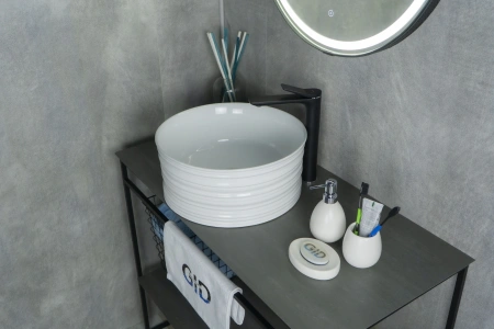 Раковина керамическая Gid Esfera 51174 40х40 накладная цвет белый без отверстий под смеситель