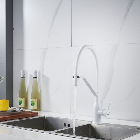 Смеситель для кухни Shevanik S343C-1 на мойку белый