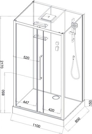 Душевая кабина Acquazzone Bogema 110 110х80 прямоугольная с крышей ориентация универсальная