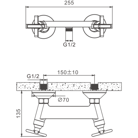 Смеситель для ванны и душа BELZ B20832 настенный хром