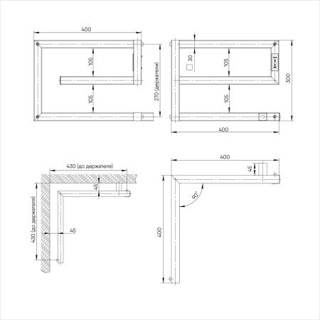 Полотенцесушитель электрический Indigo Korfu DGK30-40-40BRRt 40х30 черный