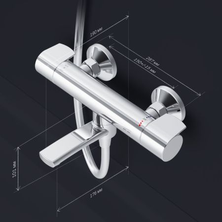 Смеситель для ванны и душа Am.Pm X-Joy F85A50000 настенный хром с термостатом