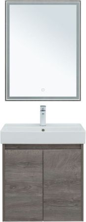 Комплект мебели: тумба с раковиной + зеркало Aquanet Nova Lite 00302533 60х50 напольный цвет коричневый