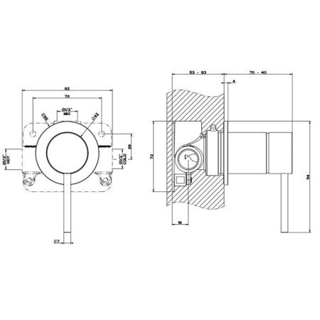 Смеситель для душа Gessi Hi-Fi 54019#239 встраиваемый в стену нержавеющая сталь (внешняя часть)