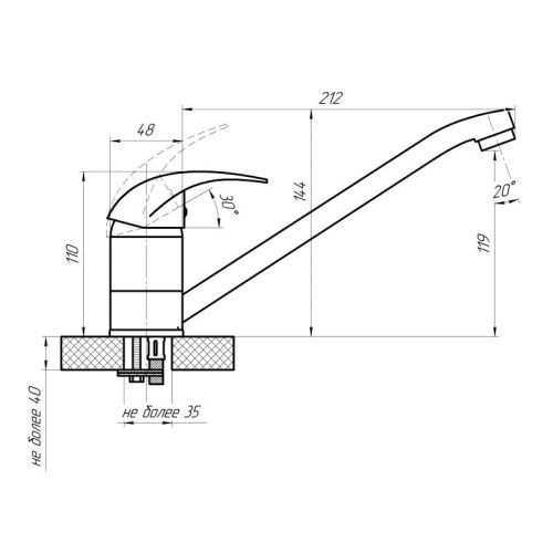 Смеситель для кухни Сантаком StOnix 1101 на мойку хром - фото 3