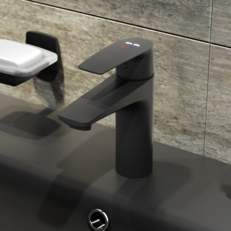 Комплект мебели: тумба 60x42x58 + раковина + смеситель + зеркало + аксессуары Am.Pm Gem BK90GM подвесной цвет черный