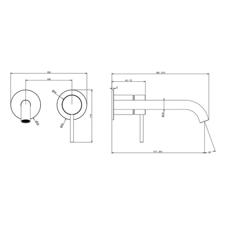 Смеситель для раковины Gessi Gessi316 54086#708 встраиваемый в стену медь (внешняя часть)