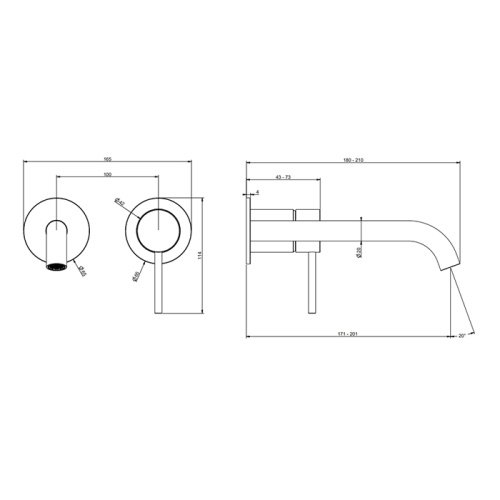 Смеситель для раковины Gessi Gessi316 54086#708 встраиваемый в стену медь (внешняя часть) - фото 2